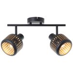 Brilliant Tyas Plafonnier Aluminium Métal Noir Dorée | Convient pour 2x E14